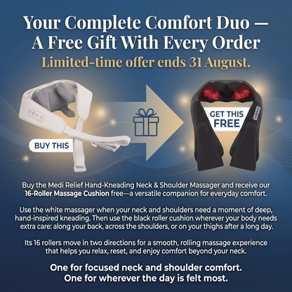 Medi Relief Deep Tissue Neck Massager [Limited time Offer ONLY Buy One Neck Massager Get One 16-Roller Massager For Free Ends 31 AUG]